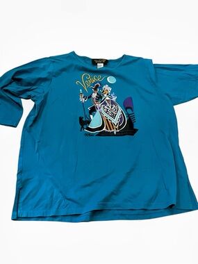 Bob mackie vintage retro wearable art Venice masquerade t-shirt top 1x teal